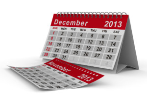 2013 year calendar. December. Isolated 3D image